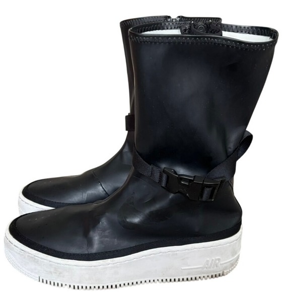 Nike Air‎ Force 1 Sage High Black Calf Boots Sz 8 AQ2771-001 Streetwear Platform - Picture 1 of 11